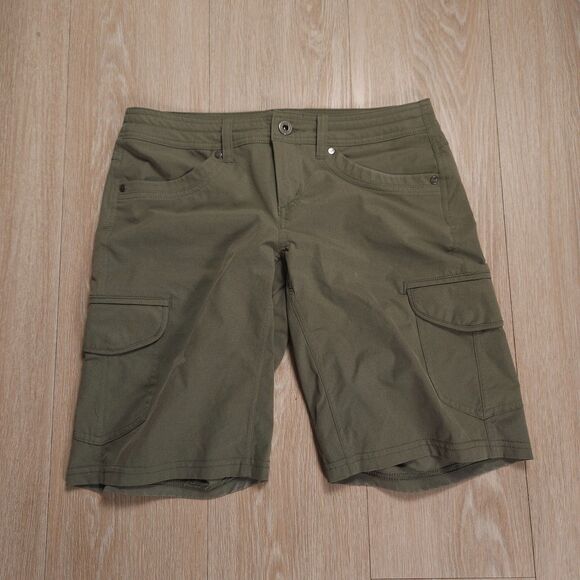 Kuhl Freeflex Cargo Shorts Womens 4 Green Stretch 10" Outdoor Hiking Performance - Picture 1 of 13